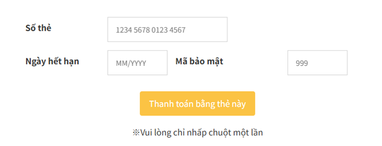 Nhập thông tin thẻ